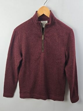Aspen Quarter‎ Zip Pullover Mens Sz S Fleece Lined Marled Knit Maroon Casual